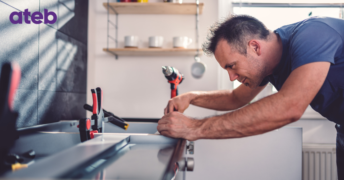 Man building kitchen