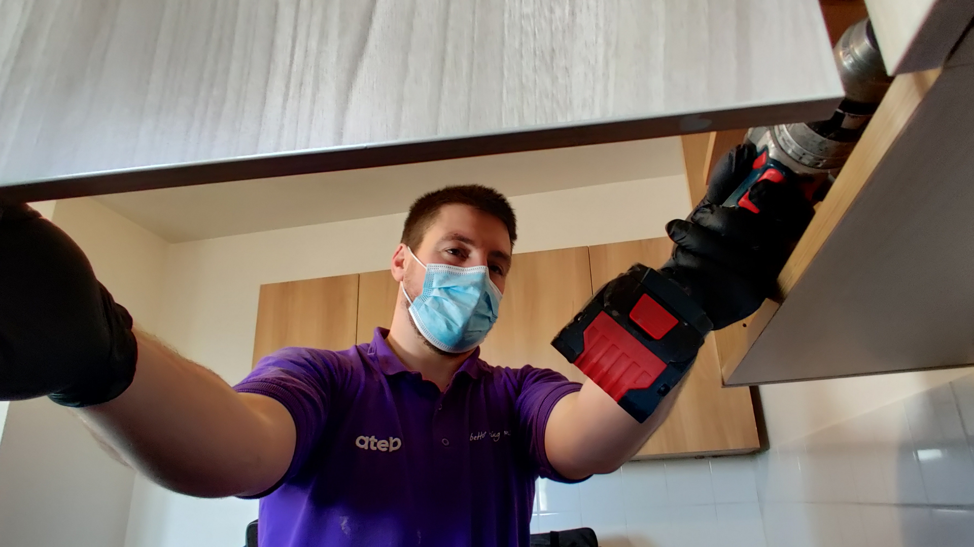 Man fixing kitchen